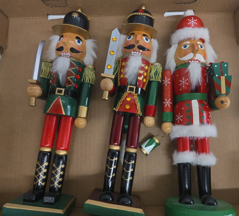 3 Wooden Christmas Nutcracker Figures