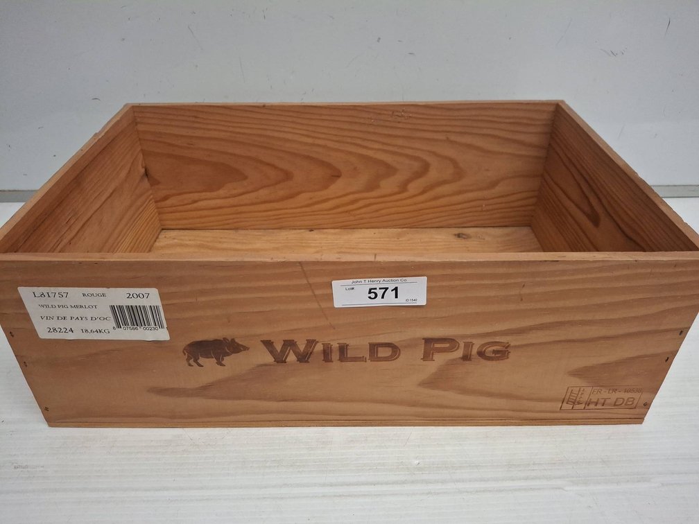 Wild Pig Merlot 2007 Wooden Wine Crate Box 21"×13"×7"