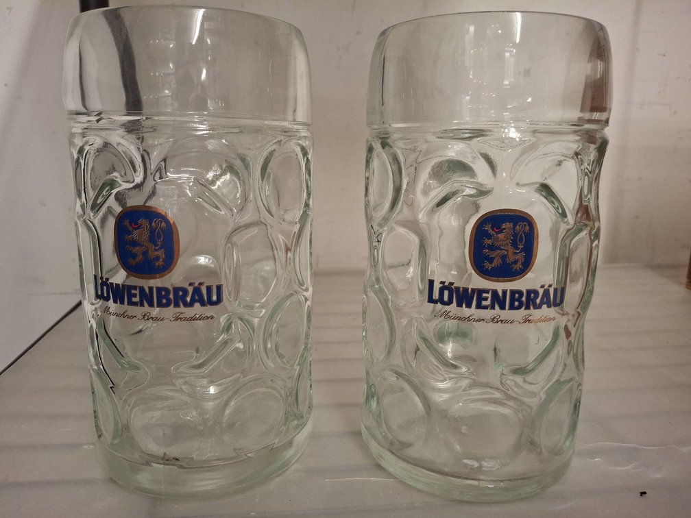 Löwenbräu Glass Stein Beer Mugs