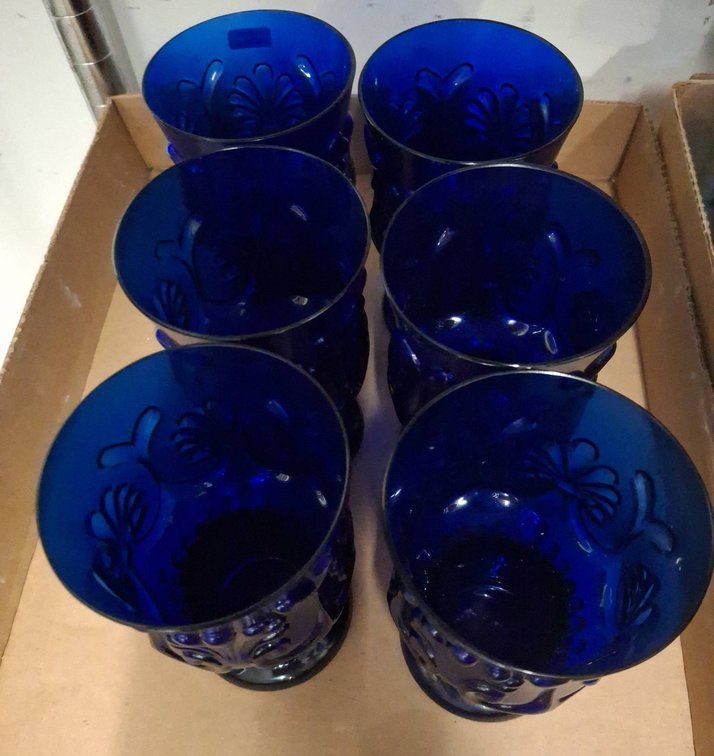 6 Cobalt Blue Glass Tumblers