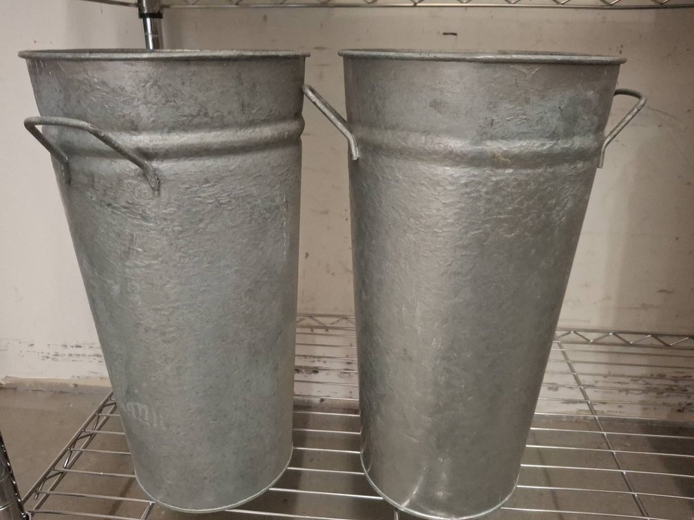 16" Tall Galvanized Metal Pails