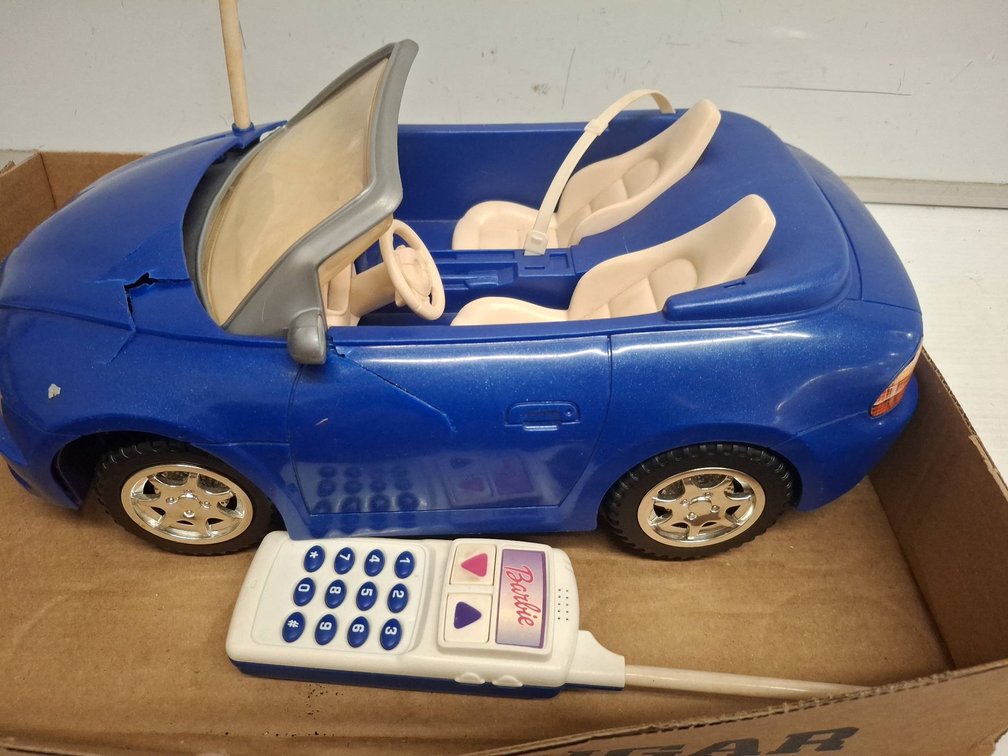 Barbie Blue Remote Control Convertible Car, Damaged