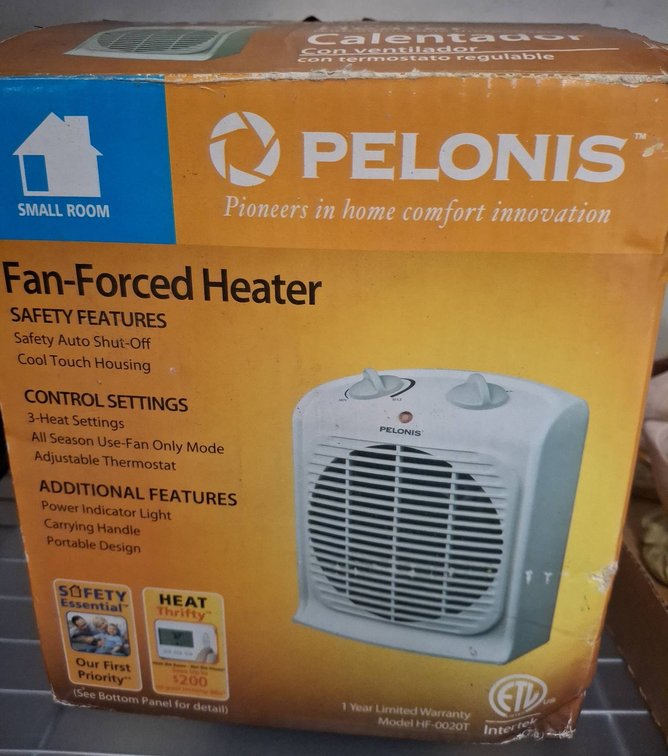 Pelonis Fan-Forced Heater with Thermostat
