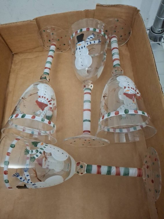 Hand-Painted Snowman Wine Glasses