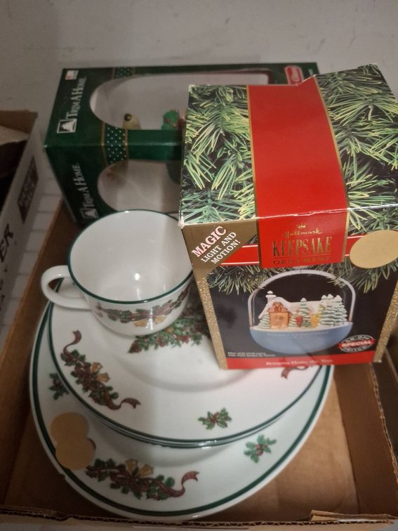 Christmas China & Ornaments Assortment Lot
