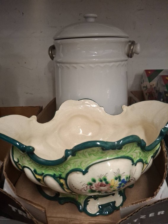 Plow & Hearth Ceramic Compost Bin, Kutani Japan Bowl