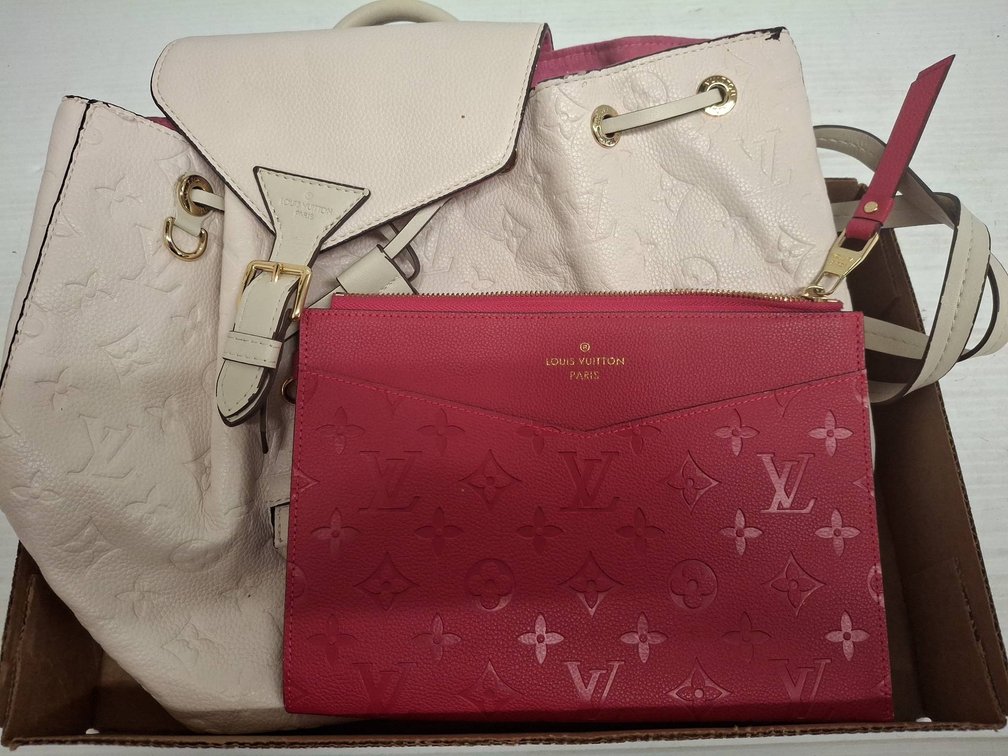 Louis Vuitton Leather Bag and Pouch Set (unauthenticated)