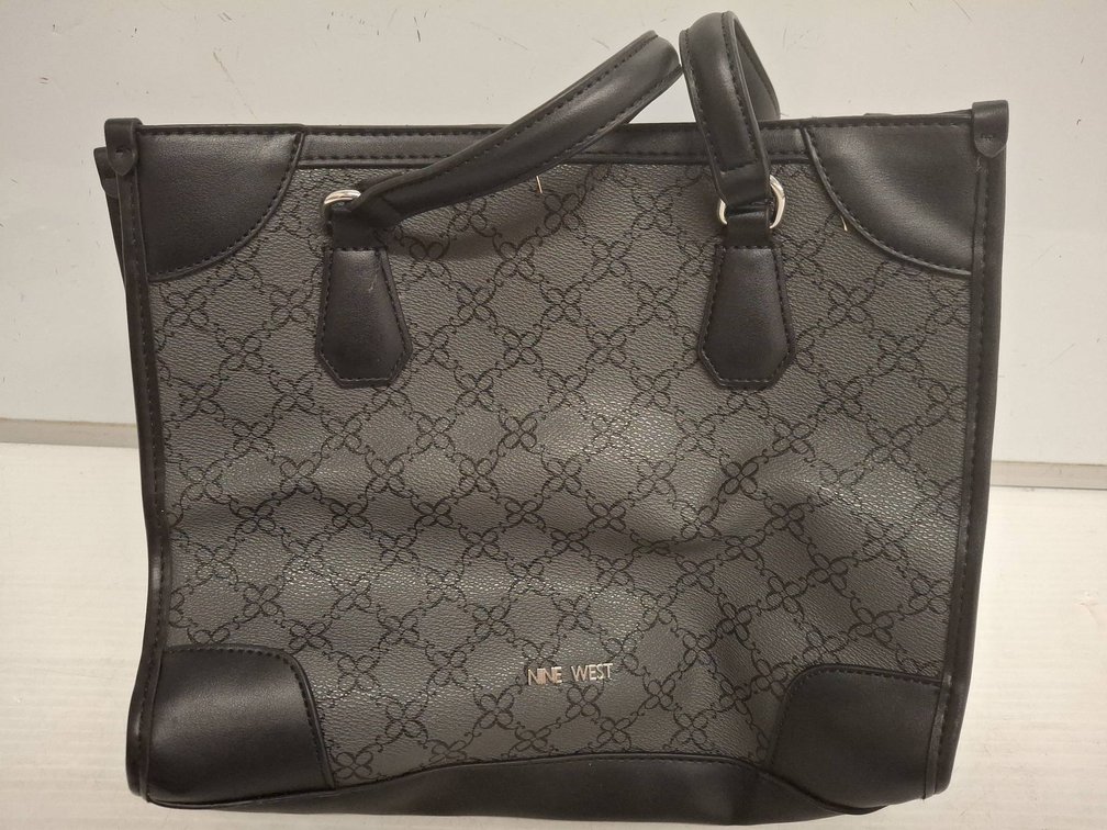 Nine West Black Patterned Tote Handbag