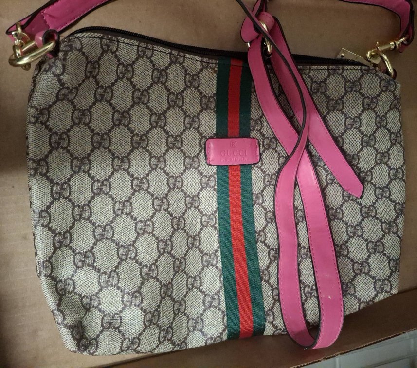 Gucci GG Canvas Crossbody Bag Pink Strap (unauthenticated)