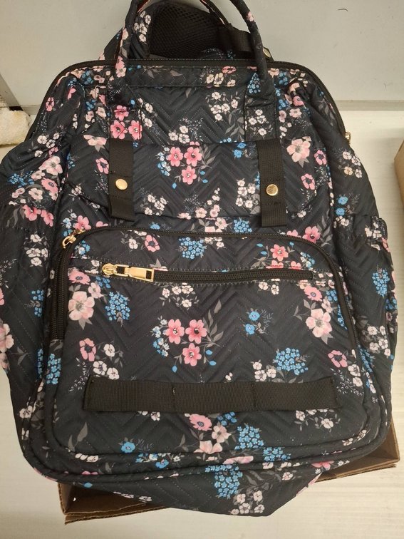 Floral Pattern Quilted Fabric Backpack