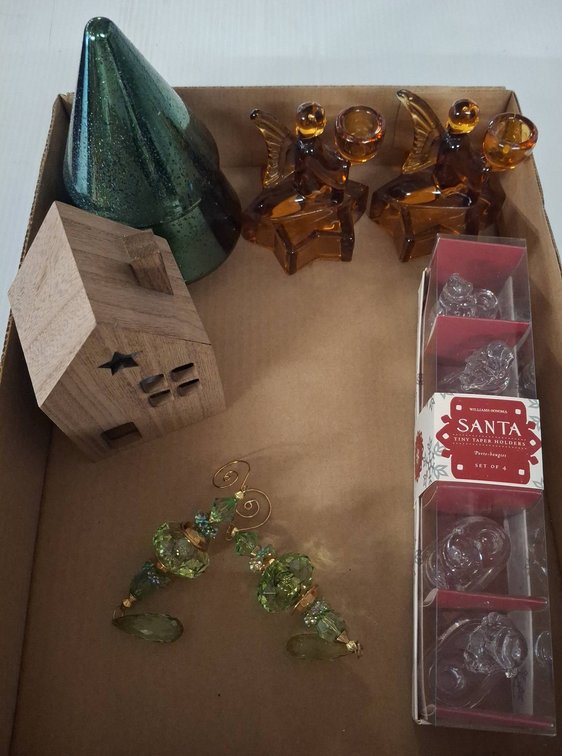 Holiday Glass Candle Holders and Decor Lot