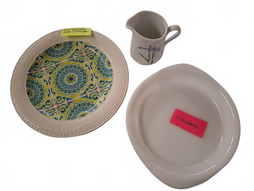 Plate, Creamer, Glasbake Dish & Platter Lot