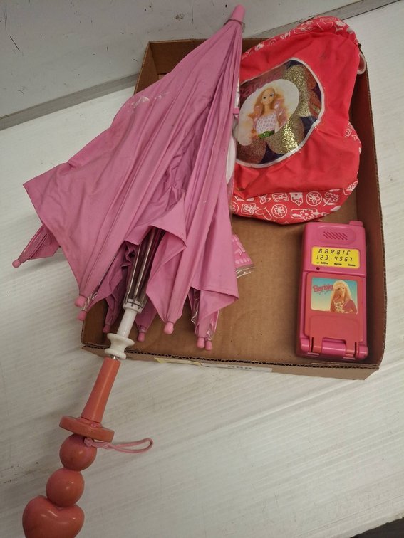Barbie Purse, Toy Cell Phone, and Umbrella Set