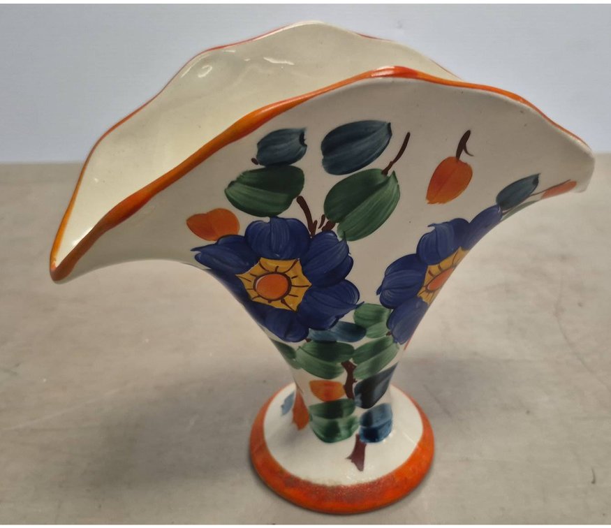 Ditmar Urbach Czech Hand-Painted Fluted Vase