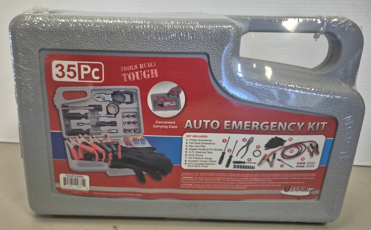 35 Piece Auto Emergency Kit With Case