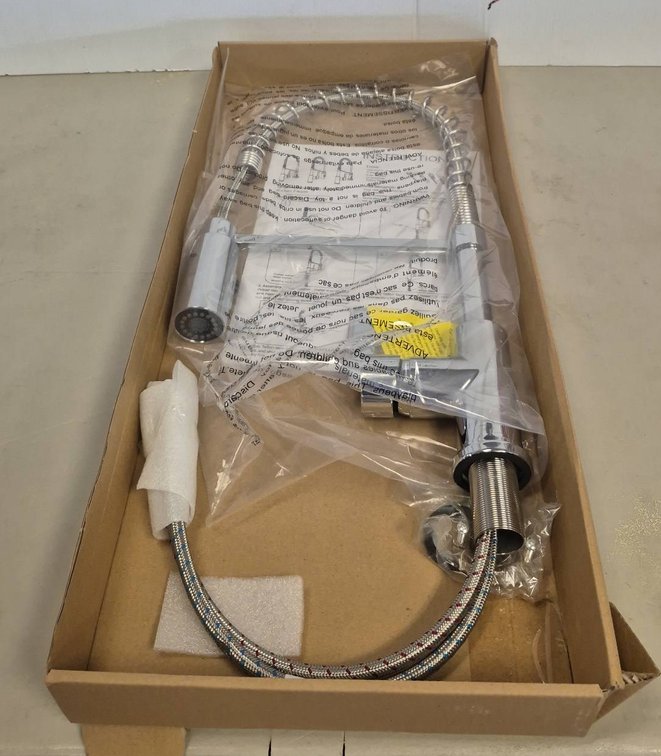 Chrome Kitchen Faucet With Pull-Down Sprayer