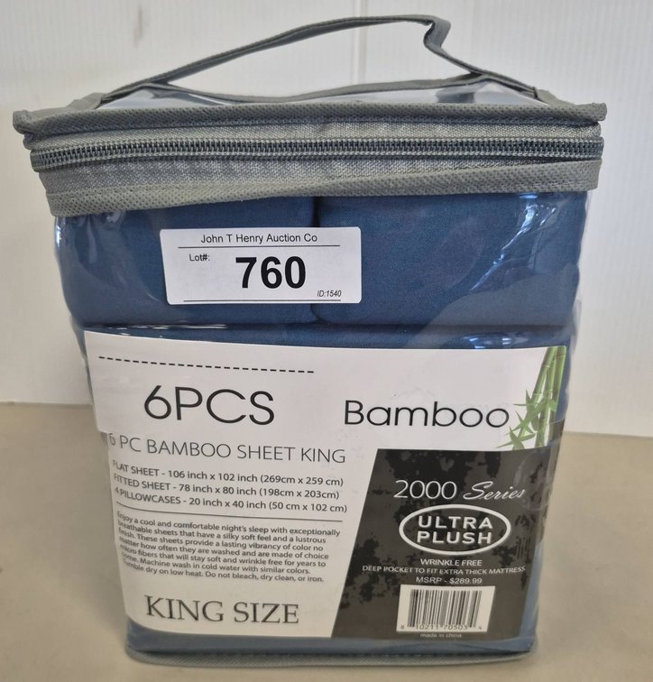 6 Pc King Bamboo Sheet Set Blue Ultra Plush
