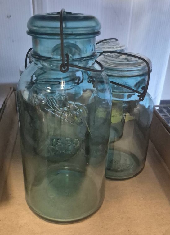 Ball Ideal Blue Glass Canning Jars