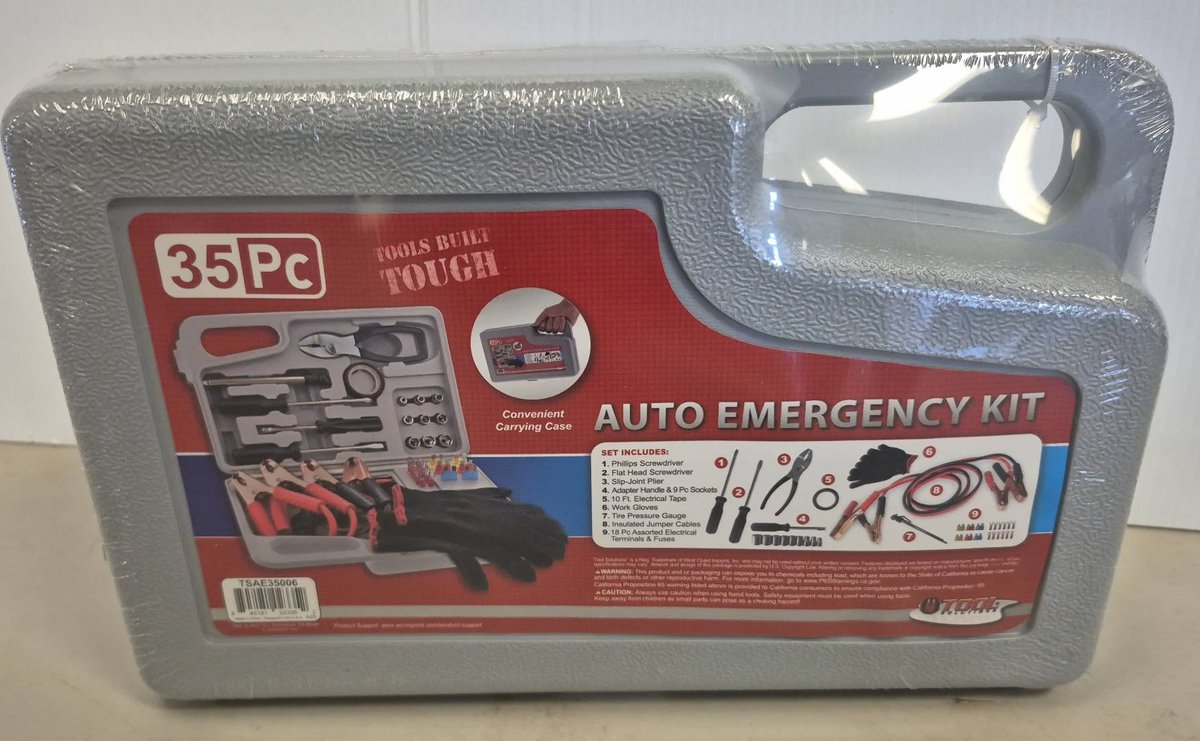 35 Piece Auto Emergency Kit With Case