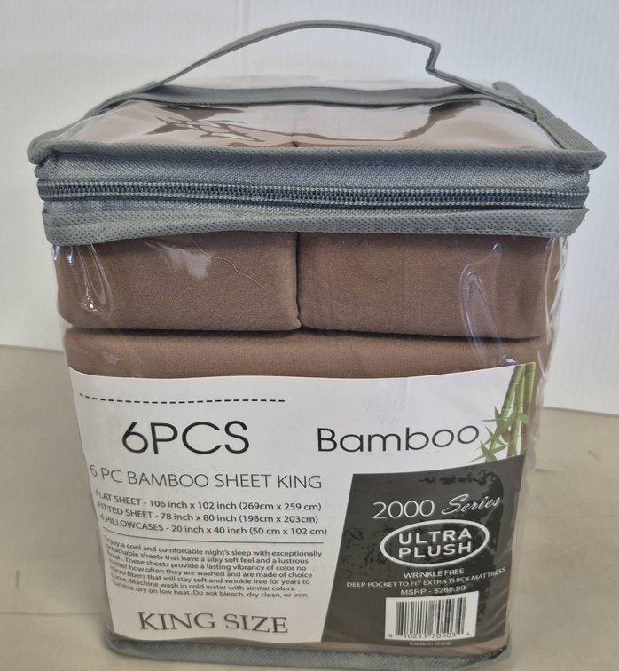 6 Pc King Bamboo Sheet Set Ultra Plush Brown