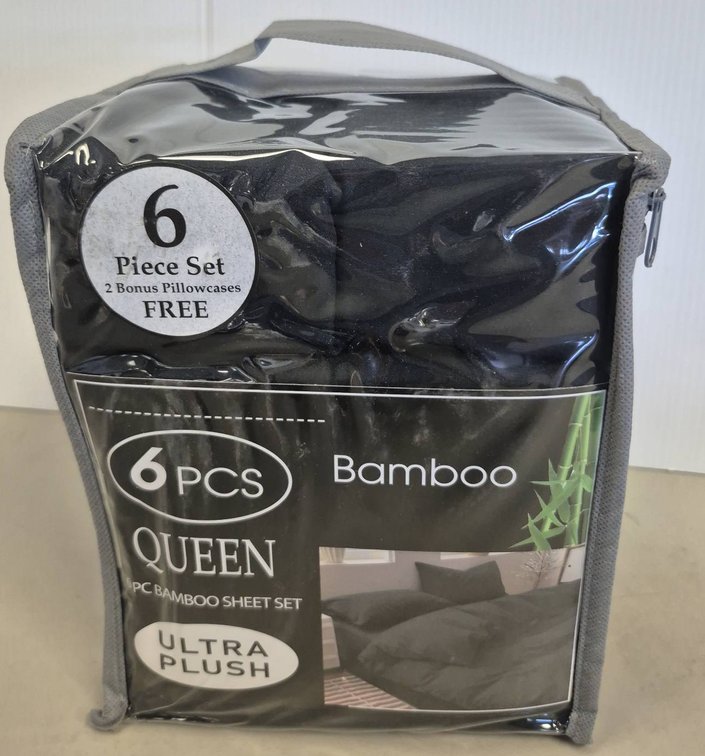 6 Pc Queen Bamboo Sheet Set Ultra Plush Black