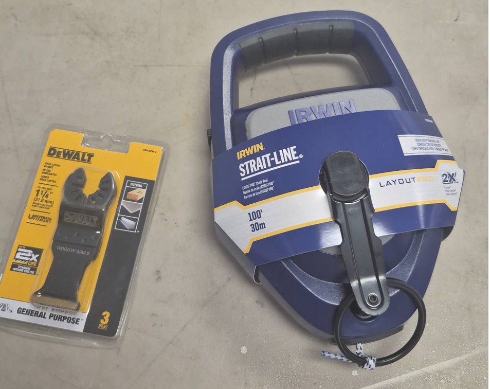 IRWIN Strait-Line Reel and DEWALT Oscillating Blade