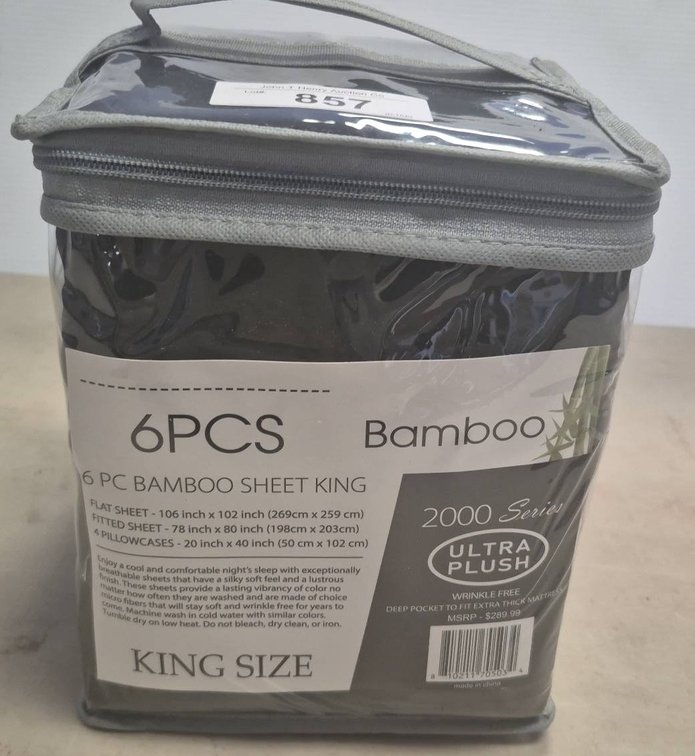 6 Pc Bamboo King Sheet Set 2000 Series Gray