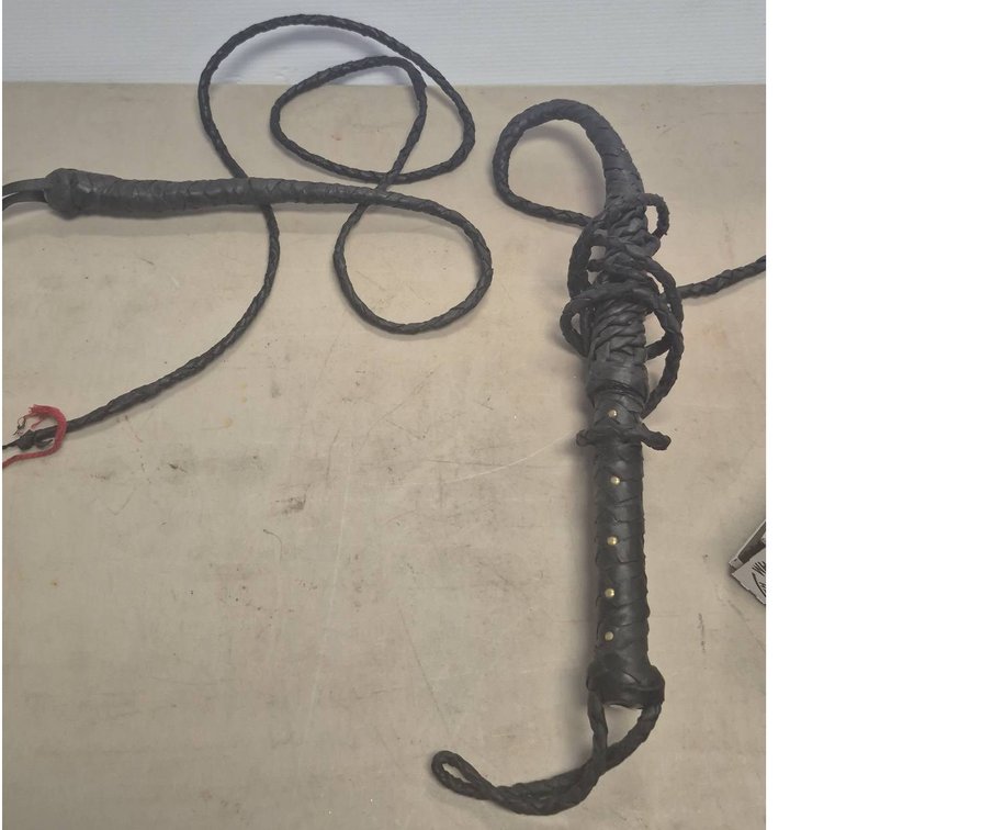 Braided Leather Bullwhips with Rivet Handles