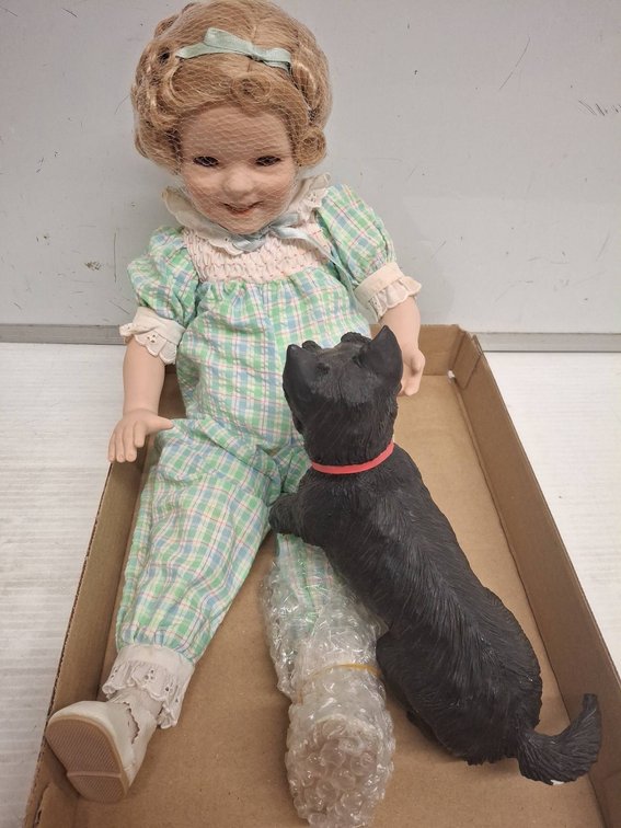 Elle Hutch Doll With Dog Figure, Ribbon & Netting