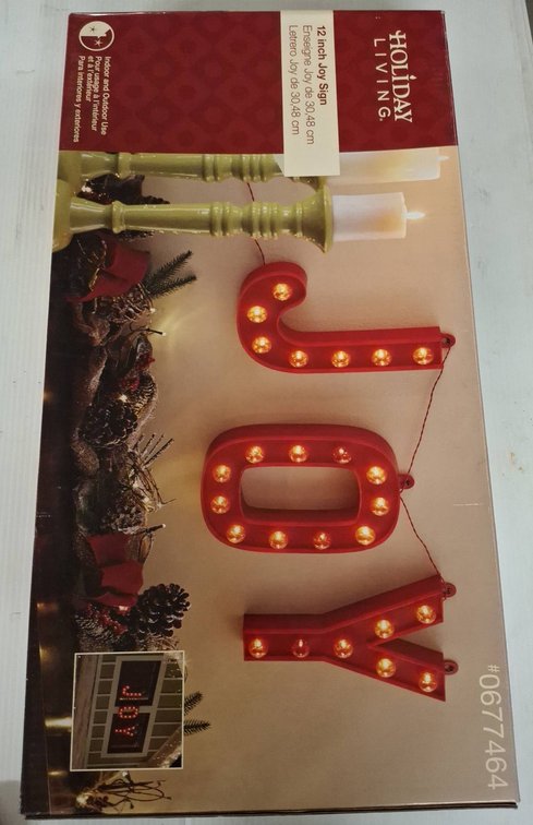Holiday Living 12" Lighted Joy Sign Decor