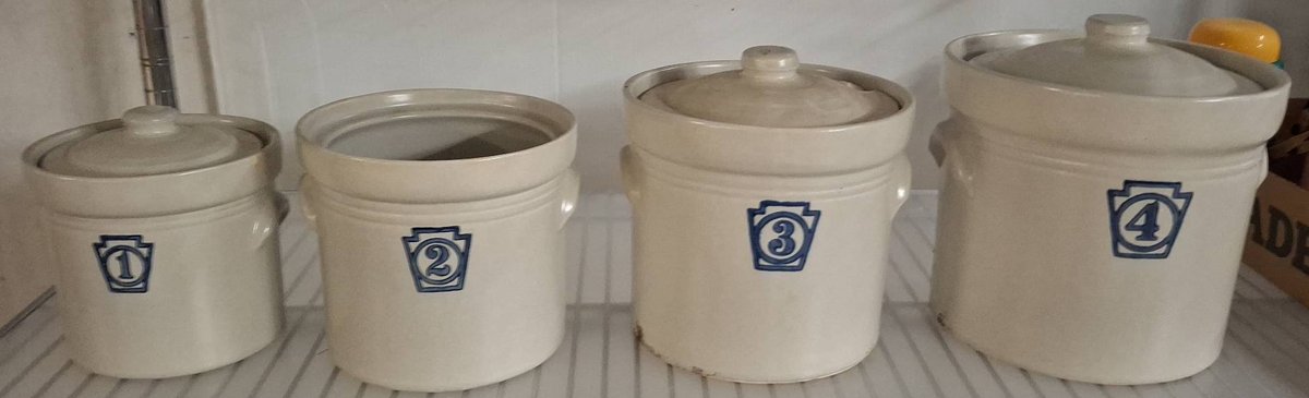 4 Piece Stoneware Crock Set With Lids