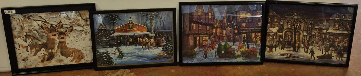 4 Framed Winter Scene Puzzles 25x19