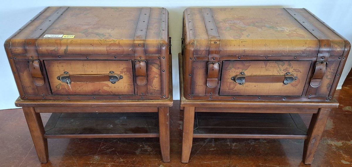 Trunk-Style Nightstands With Map Design