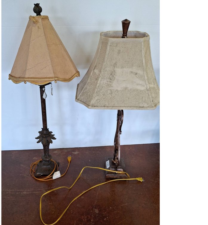 Pair Table Lamps With Shades, 36 Inches Tall