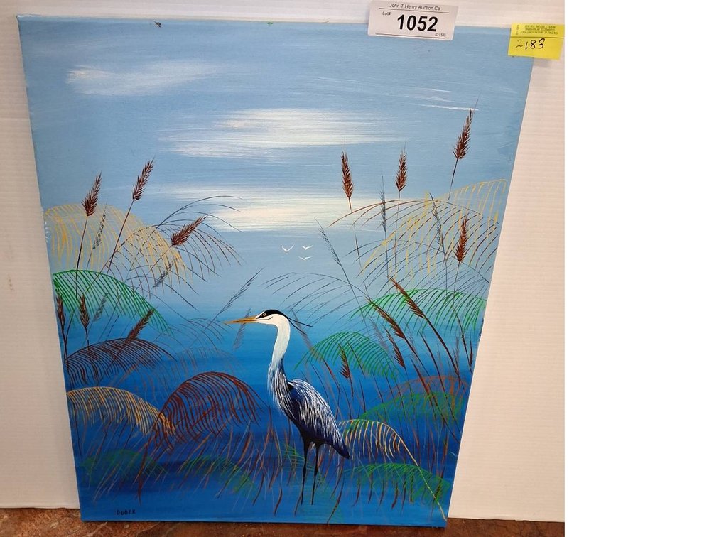 Dudek Heron Painting on Canvas 16x20"