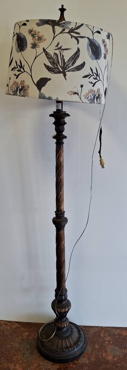 69" Floor Lamp With Patterned Fabric Shade