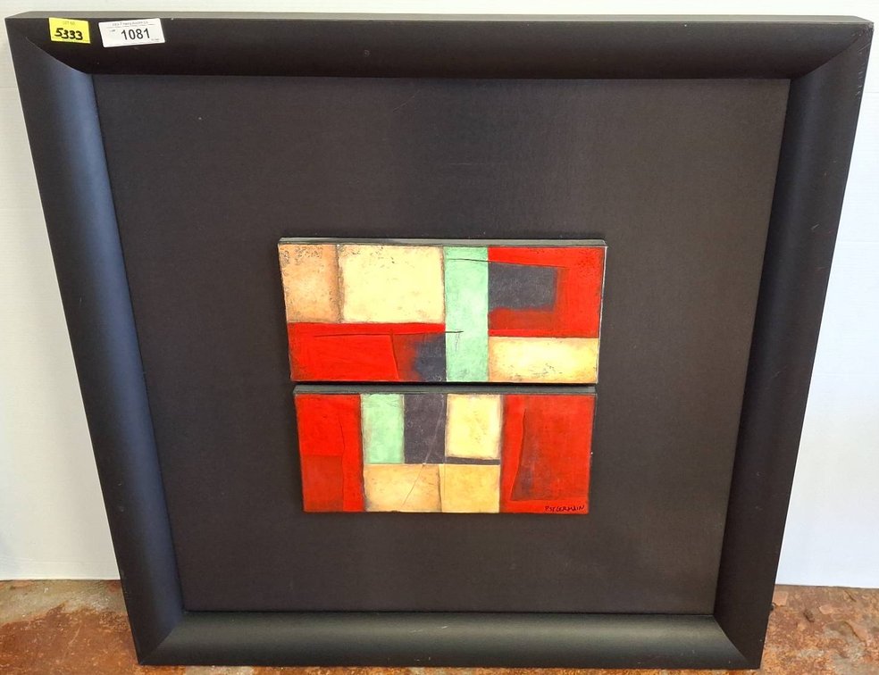 P. St. Germain Abstract Painting, 37x37 Framed