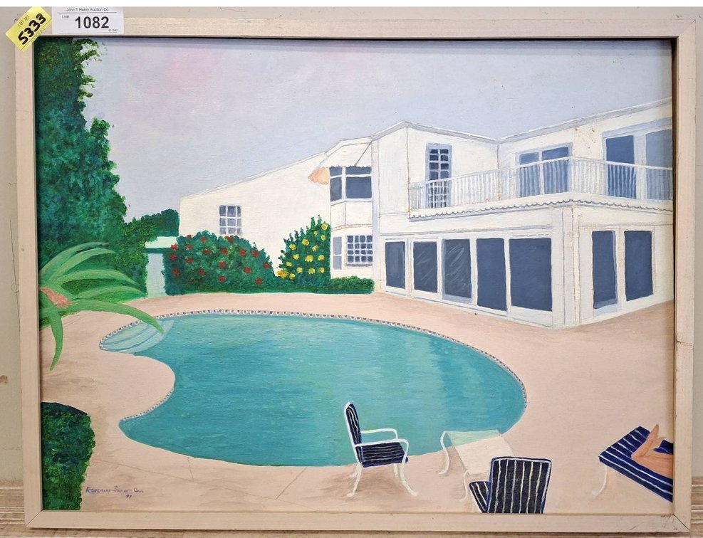 Rosemary Smithart Pool House Painting, 25x18