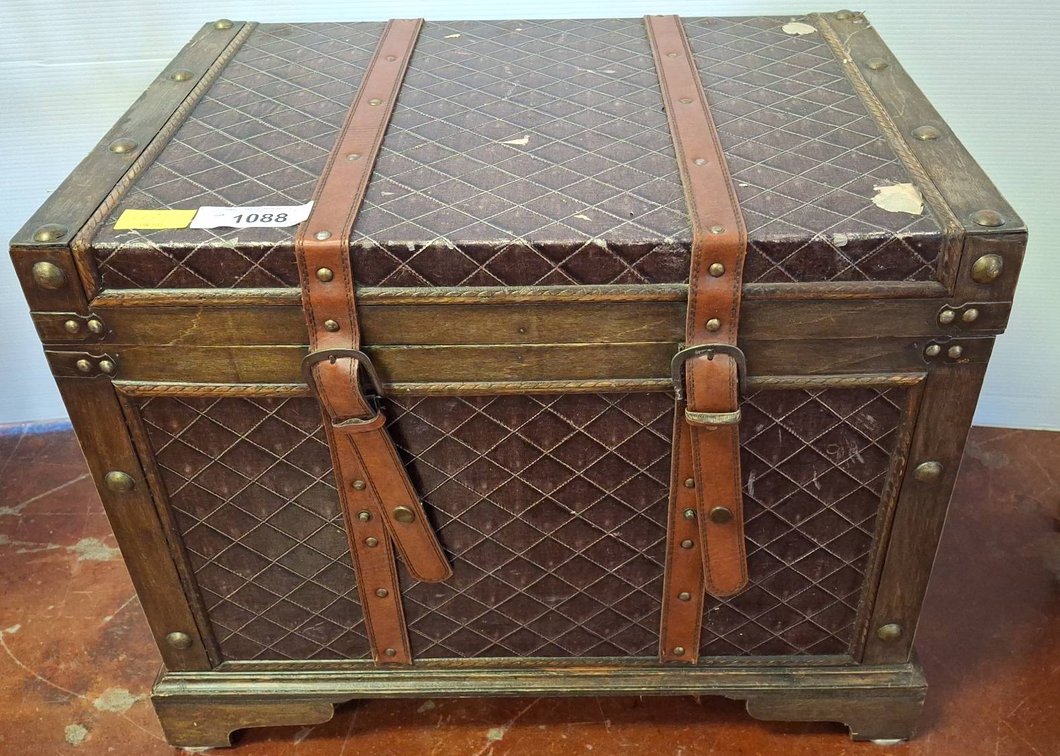 Wooden Storage Trunk With Leather Straps