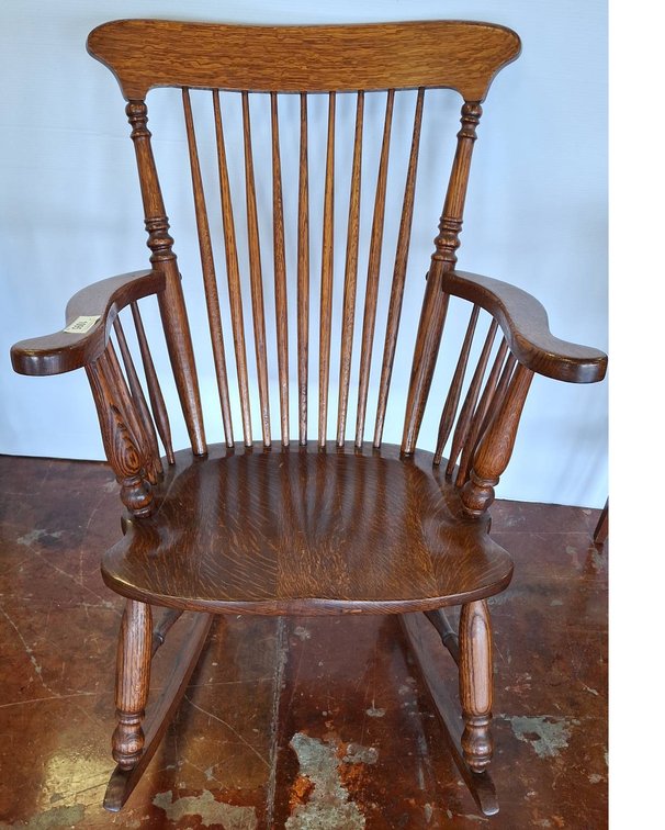 Solid Oak Windsor Style Rocking Chair