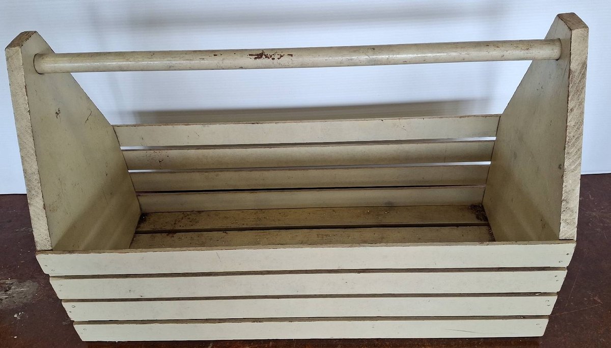 Wooden Slat Tote Box with Handle 10x24x15