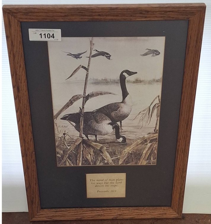Framed 16x22 Goose Print With Proverb Quote