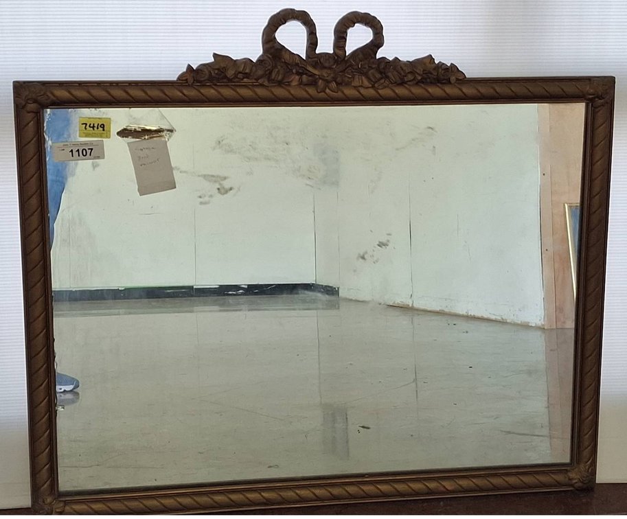 Ornate Wall Mirror with Bow Top 32x28 Inches