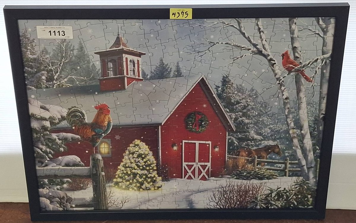 Framed Winter Barn Scene Jigsaw Puzzle 25x19