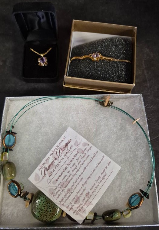 Amethyst Necklace, Bracelet, and Beaded Choker