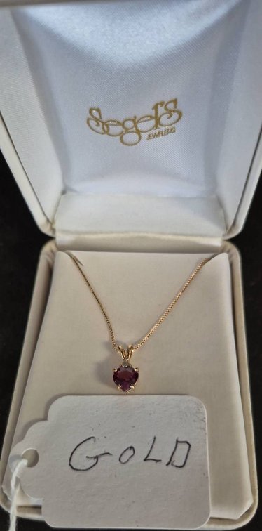 Segers 14k Gold Amethyst Heart Necklace