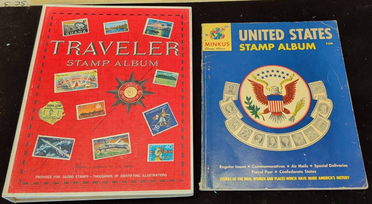 3 Stamp Albums With World Stamps
