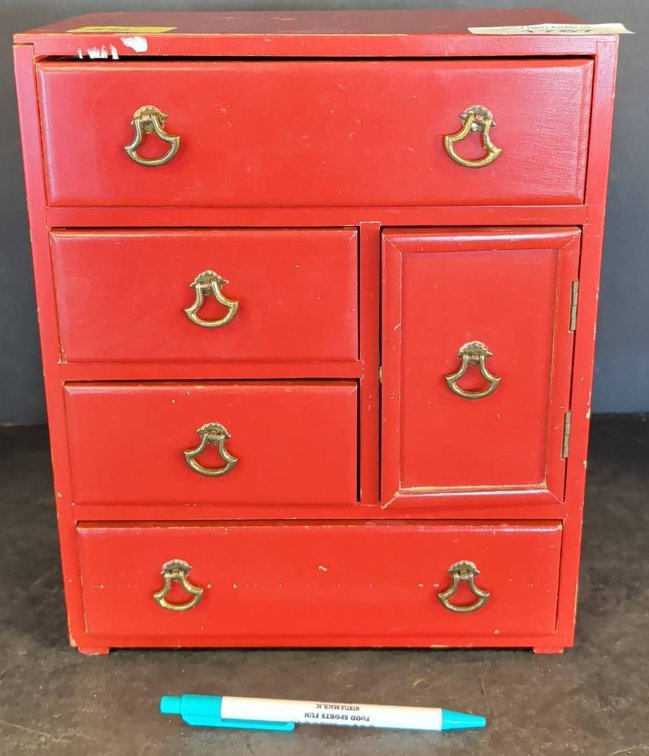 Red Jewelry Box With Watches & Costume Jewelry