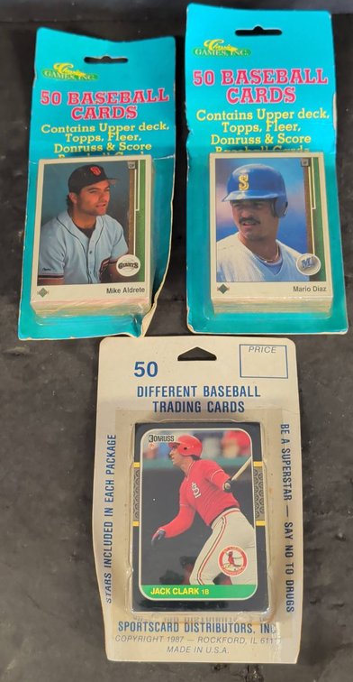 Three 50-Card Baseball Trading Packs, Unopened