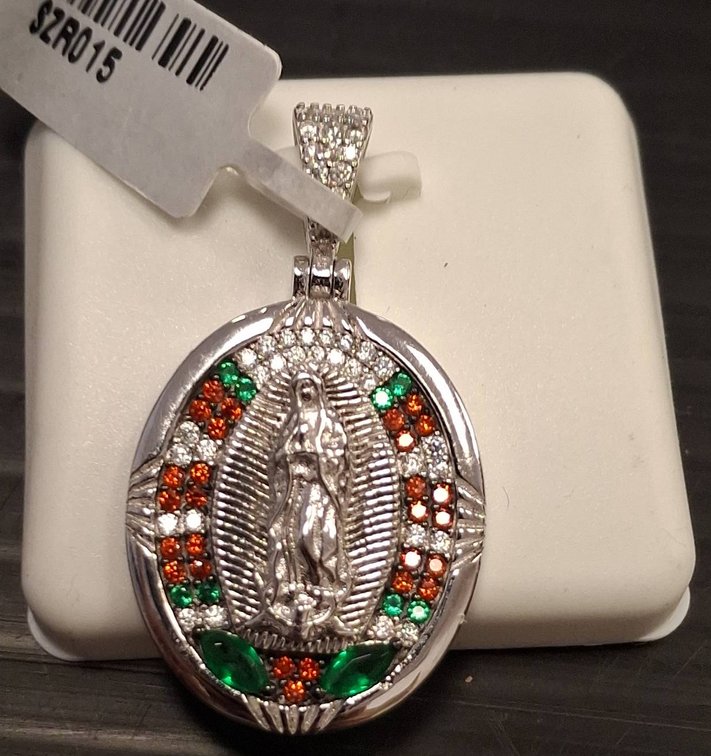 925 Silver Virgin Mary Oval Pendant